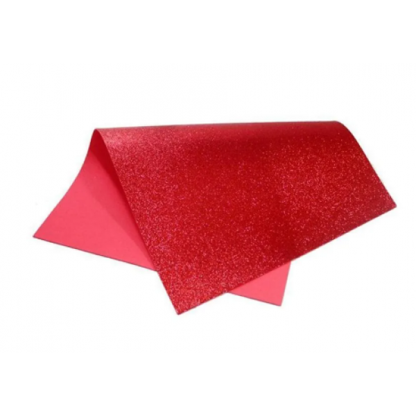 PLACA DE E.V.A 60X40 GLITTER VERMELHO