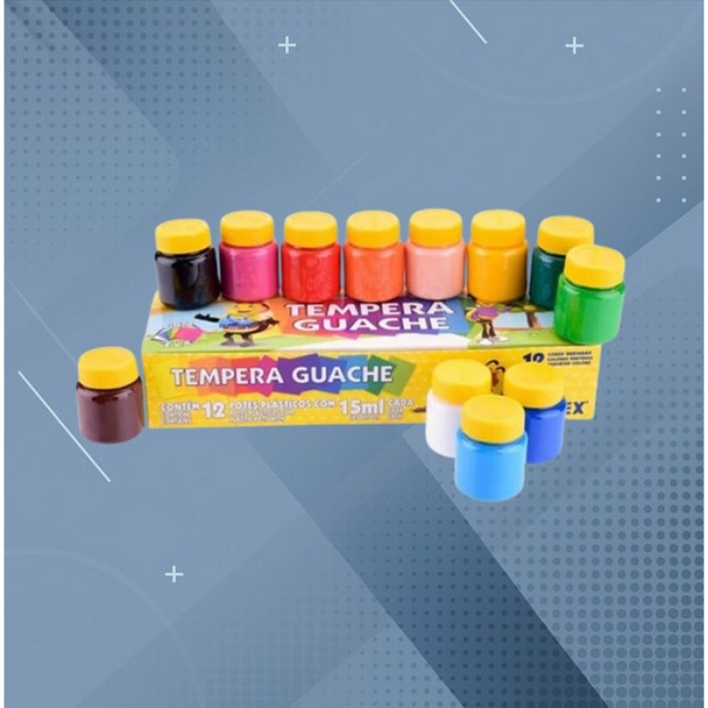 TINTA GUACHE 12 CORES 15ML (ACRILEX)