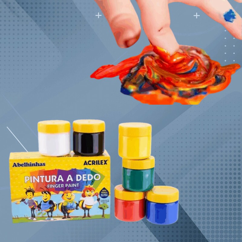 CAIXA DE PINTURA A DEDO 6 CORES 15ML